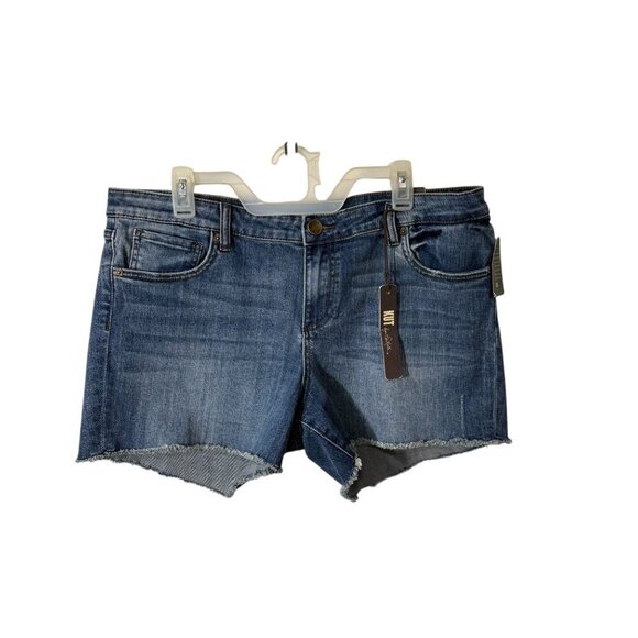 Kut From The Kloth Gidget Frey Hem Denim Shorts Womens Size 16 Medium Wash - Picture 1 of 7